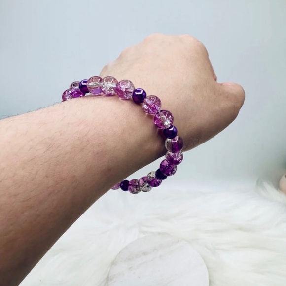 Gradient Glass Beaded Bracelet Style A Purple - Picture 4 of 6